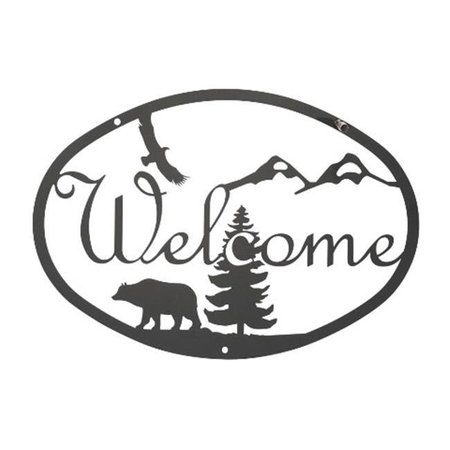 VILLAGE WROUGHT IRON Village Wrought Iron WEL-193 Medium Bear Welcome Sign, WEL-193 WEL-193